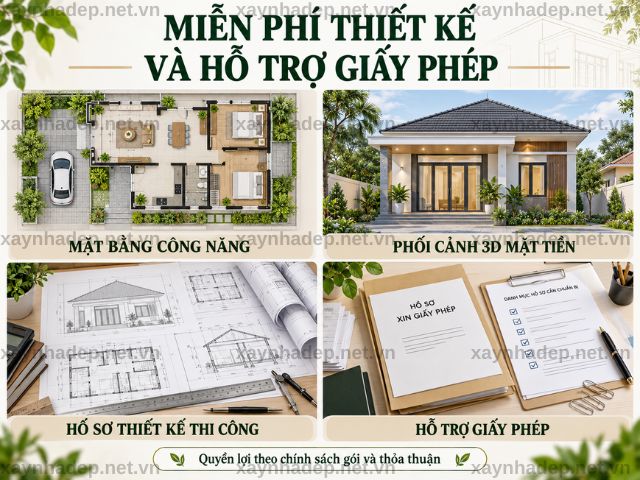 Miễn phí thiết kế và hỗ trợ giấy phép khi xây trọn gói