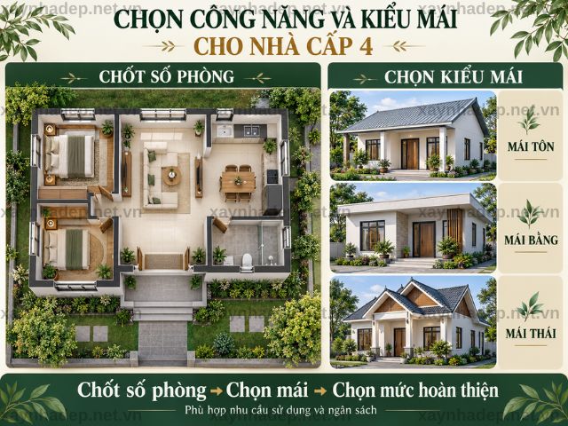 Chọn công năng và kiểu mái phù hợp cho nhà cấp 4