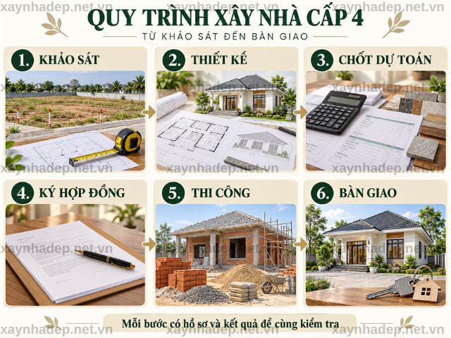 Quy trình xây nhà cấp 4 từ khảo sát đến bàn giao