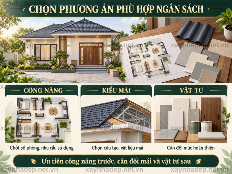 Chọn công năng, kiểu mái và vật tư phù hợp ngân sách